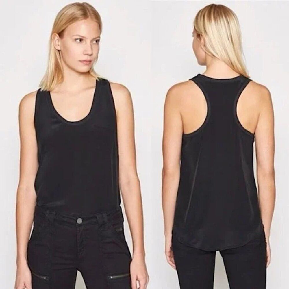 NEW Joie Alicia Silk S Black Office Moto RacerBack Tank Work Layer Blouse Top